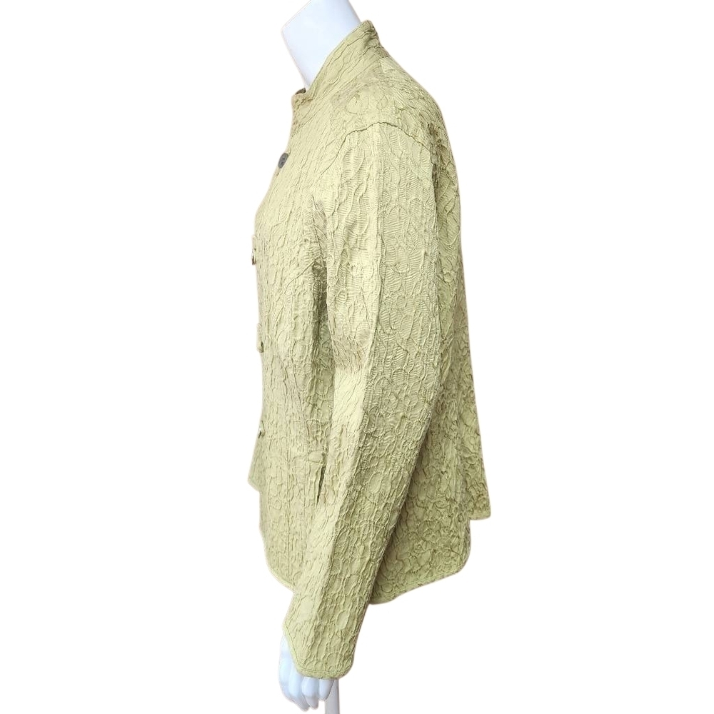 Chico's Green Textured Button Down Jacket (2) - image 4